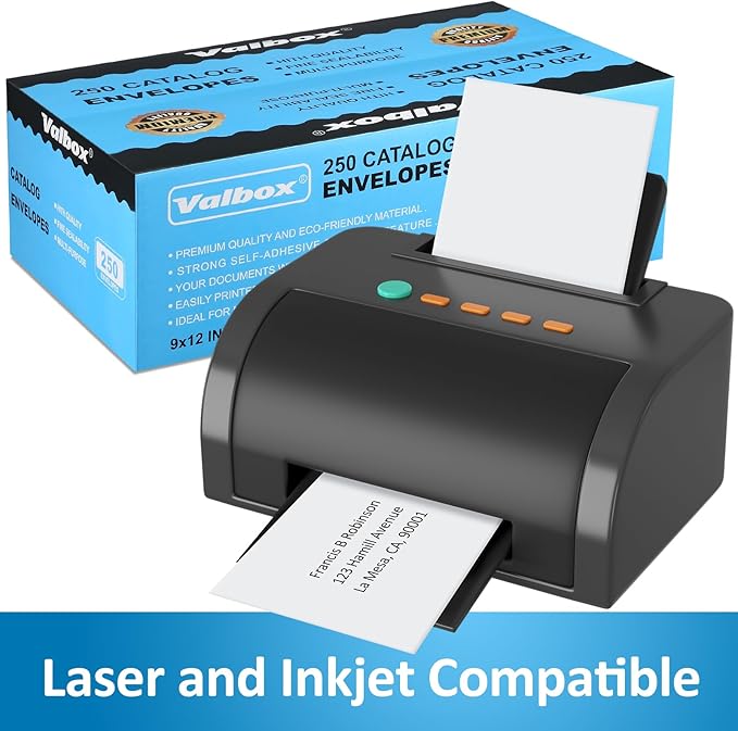 ValBox 9x12 Self Seal Catalog Envelopes 250 Packs White Envelopes with Peel and Seal Flap for Mailing, Organizing and Storage