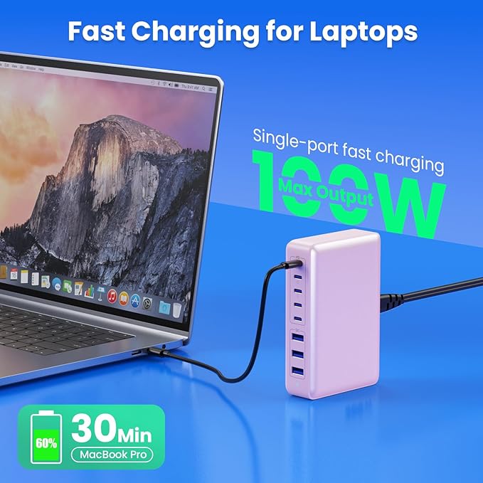 USB C Charger 300W USB C Charger Block 8-Ports GaN IV Fast Charging Station,PD 100W Laptop Charging Hub Wall Adapter Compatible with MacBook/Air,DELL,Steam Desk,iPhone 16/15/14,Galaxy S24