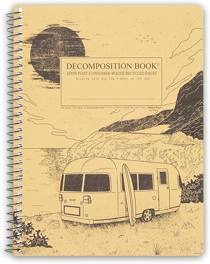 Decomposition Big Sur College Ruled Spiral Notebook - 9.75 x 7.5 Journal with 160 Lined Pages - 100% Recycled Paper - Notebooks for School Supplies, Home & Office - Made in USA
