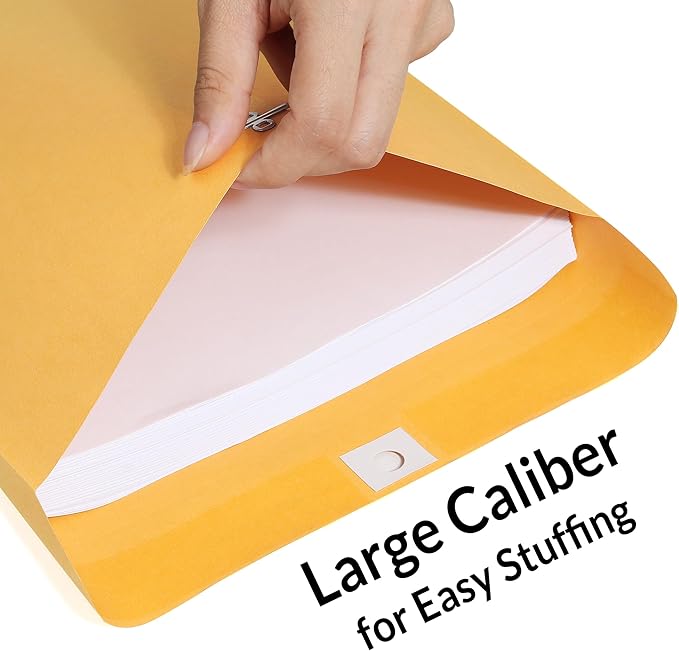 SUNEE 10x13 Clasp Envelopes 100 Count - 10x13 Inch Brown Kraft Envelopes with Clasp Closure – for Home, Office, Business, Legal or School, Great for Filing, Storing or Mailing Documents