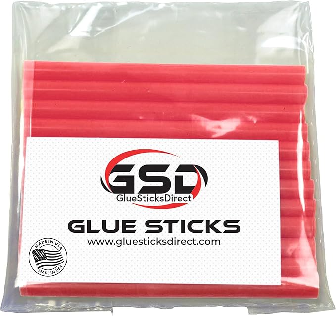 Mini Size Hot Melt Glue Sticks for Glue Gun - Bulk 4in Rubine Red Glue Sticks - Great for Art Craft Repairs & Compatible w/Most Glue Guns - 5/16" X 4" (24 Sticks) - Made in USA