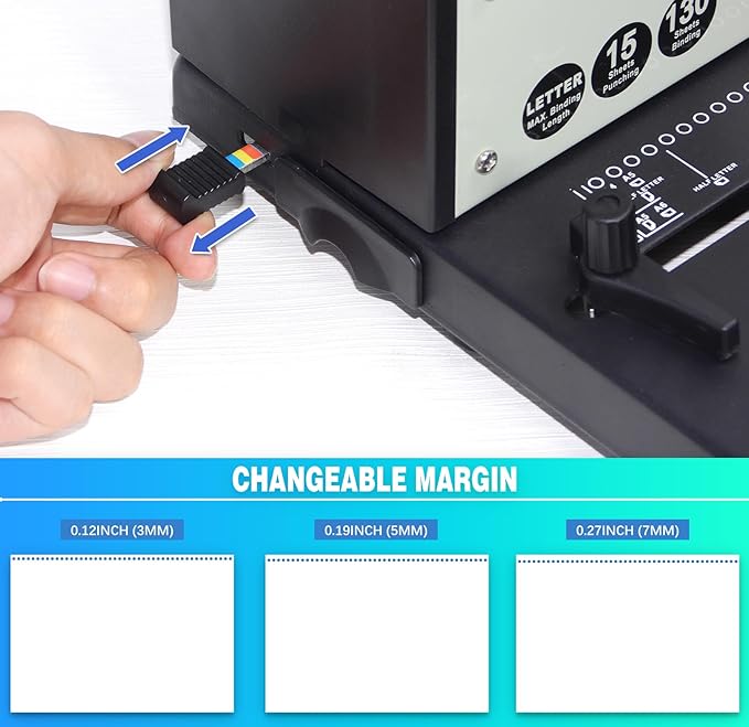 Rayson PD-1501 Coil Binding Machine with Electric Coil Inserter - Professionally Bind Presentations Documents, 4:1 Pitch with 46 Round Holes Spiral Binder