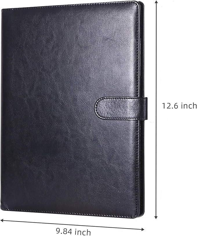 Padfolio Clipboard Folder Portfolio, Mymazn Faux Leather Storage Clipboard with Cover for Legal Pad Holder Letter Size A4 Writing Pad for Business School Office Conference Notepad Clip Boards (Black)