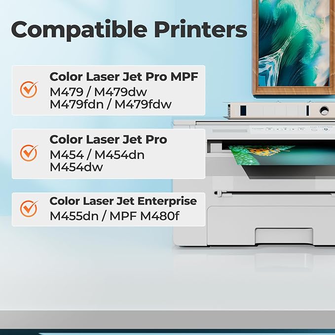 414X Toner MFP M479fdw with Chip Compatible for HP 414X Toner Cartridge 4 Pack High Yield Work for Color Laser Jet Pro MFP M479fdw M479fdn M454dw M454dn MFP M480f M455dn M479dw M479 Toner W2020X 414A