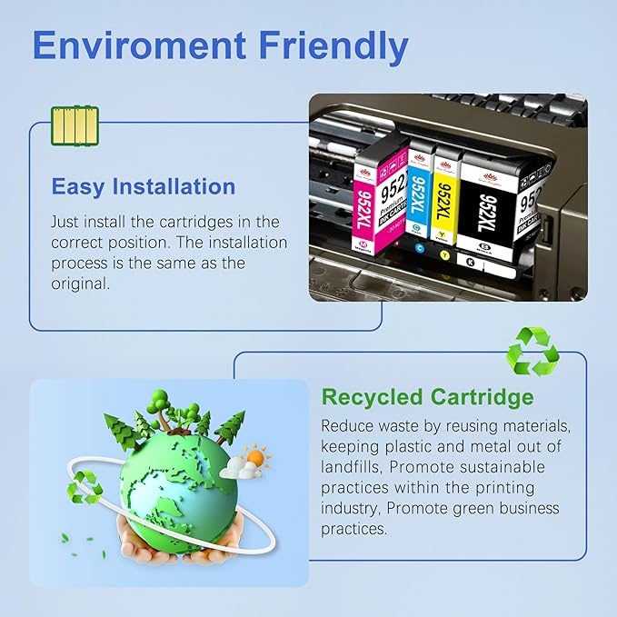 Toner Kingdom Ink Cartridges Remanufactured for HP 952 XL Ink Cartridge Combo Pack Work for HP OfficeJet 8702 OfficeJet Pro 7720 7740 8210 8710 8720 8730 8740 Series (4 Pack Black Cyan Yellow Magenta)