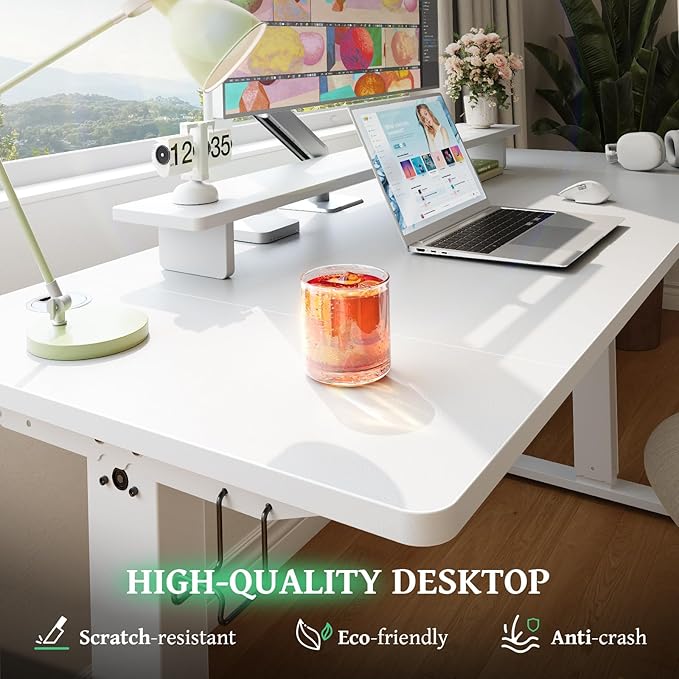 SIAGO Electric Standing Desk Adjustable - 63 x 24 Inch Sit Stand up Desk with Cable Management - 3 Memory Preset Adjustable Height Table
