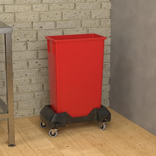 23 Gallon Red Slim Jim Trash Can with Dolly