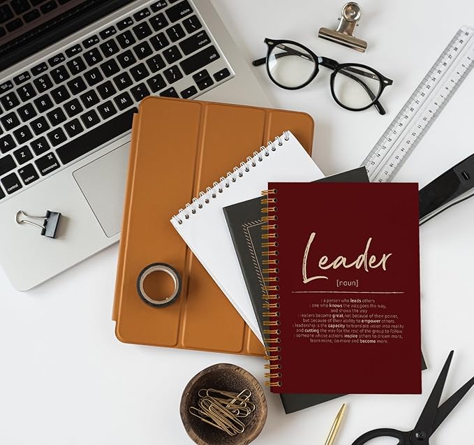 OXW Red Meeting Notebooks for Work, Leadership Gifts Office Work Notebook Journal for Writing Note Taking, Thank You Gifts for Women Men Boss Leader Mentor Manager Principal, 5.5"x8.3"