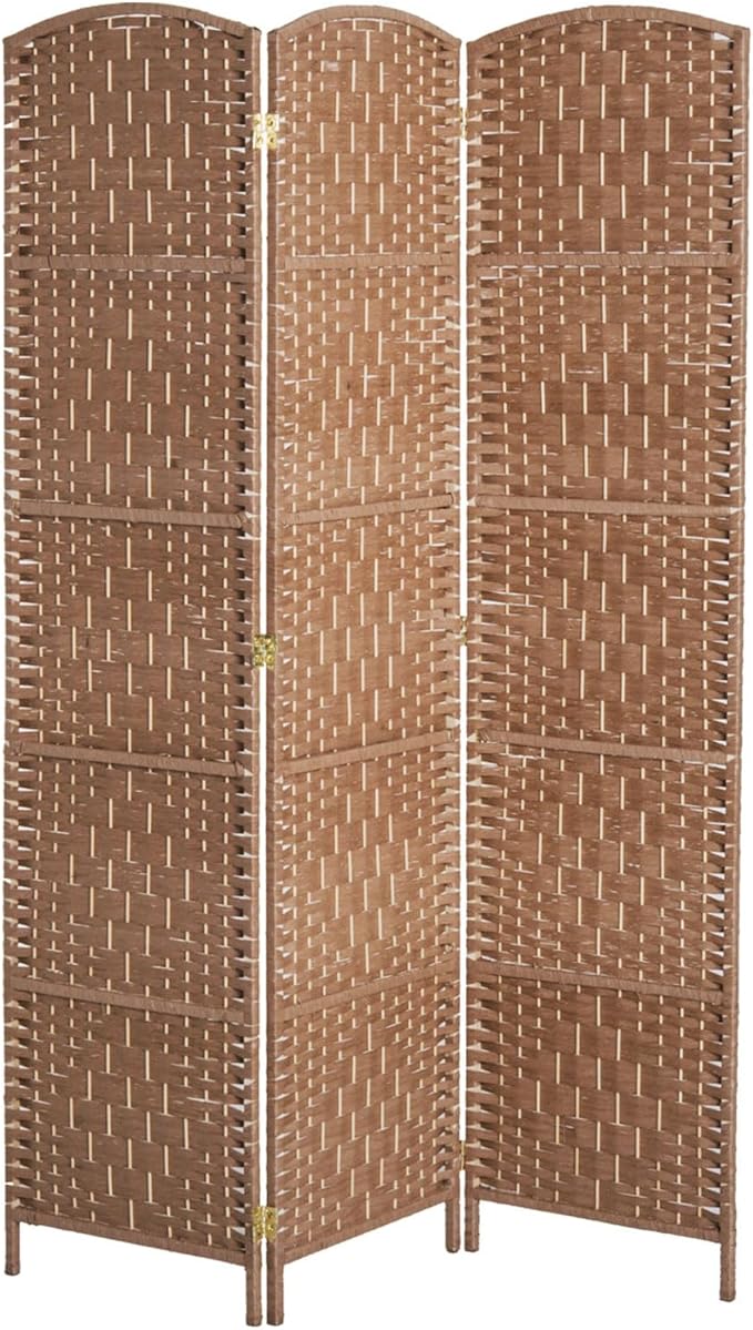 NicBex Room Divider 3 Panel Room Dividers with Wicker Weave Design Partition Room Dividers and Folding Privacy Screens 6 FT Wall Divider for Office, Room Separation,53.25"W x 0.75"D x 70.75"H, Natural