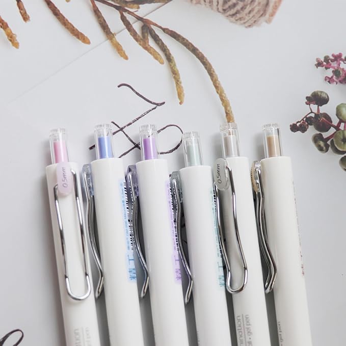 PapaBear Black gel pen, Lantern Shaped Grip, Student Examination Special Pen, Retractable Ballpoint Pen, Fashionable Elegant pen, 6-Pack