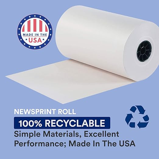 BOX USA Packing Paper Roll 1440'L x 20"W - 1,000 Sheets 17” Long Equivalent - Large White Newsprint for Shipping, Packaging, Storage and Moving Supplies