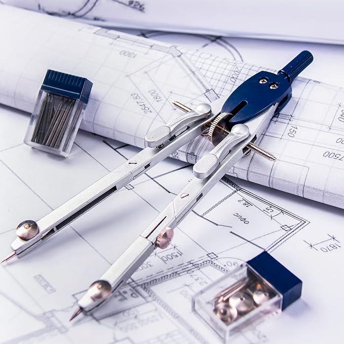 Mr. Pen- Professional Metal Compass with Wheel and Lock for Geometry, Compass Geometry Tool, Drawing Compass, Drafting Compass, Math Compass, Geometry Compass, Compass Drawing Tool, Compass Math