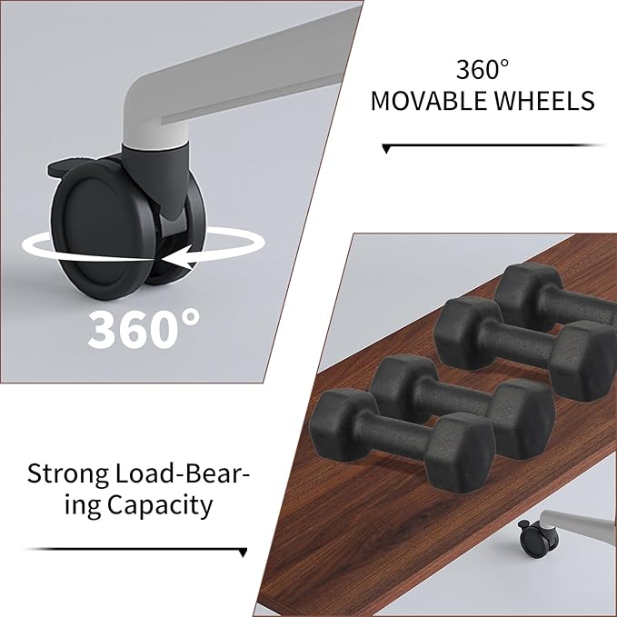Conference Room Table with Flip-Top Design for Dynamic Meetings, Business Table Computer Desk with Heavy-Duty Frame,Foldable Seminar Meeting Tables for Home Office (6, A, 47.2IN)