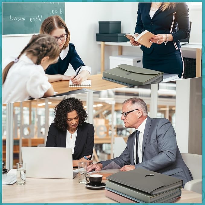 Harloon 4 Pcs Expanding File Folder 13 Pockets File Organizer with Labels A4 Letter Size Receipt Document Organizer Plastic Expandable Filing Folders for Office, Classroom, Home (Morandi Color)