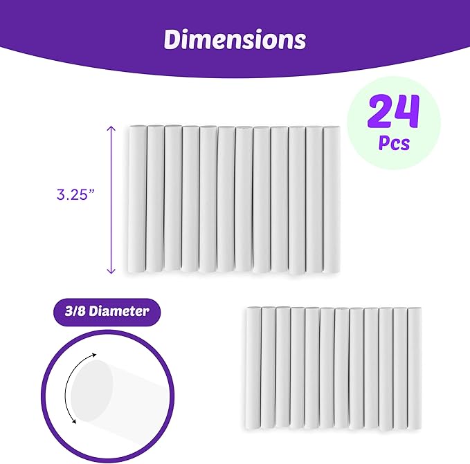 kedudes White Chalk - Chalkboard Chalk for Classrooms and Home - 24 Sticks of Dustless Chalk - Smooth Writing, Easy Cleanup - Suitable for Kids, Teachers, and Creative Spaces - 2 Boxes