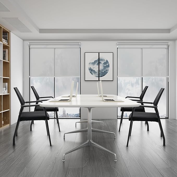 Desk Chair No Wheels, Arm Chair with Ergonomic Lumbar Support and Thickened Seats Cushion, Waiting Room Chairs for Office School Church Guest Reception, 8 Pack Black