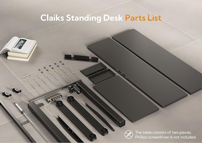 Claiks Standing Desk with Keyboard Tray, Standing Desk Adjustable Height, Raising Desks for Home Office and Computer Workstation, 55 Inches, Black