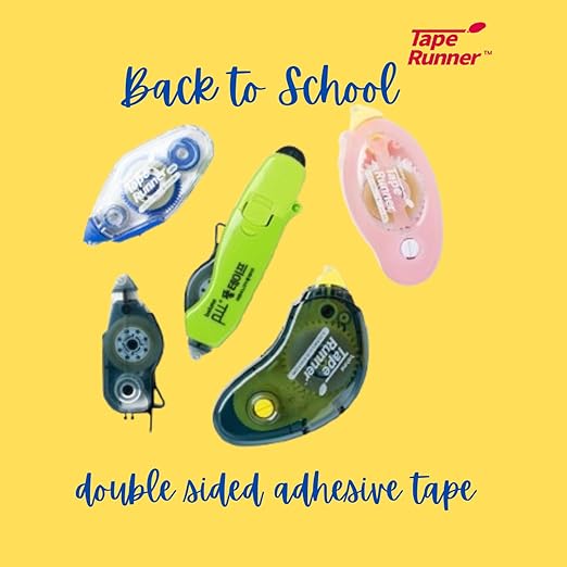 TAPE RUNNER - Double Sided Adhesive with Dispenser Roller Included - Acid Free, Sticky, Clear & Transparent - Ideal for Scrapbooking, Crafts & More - Mini (197 inches per Cartridge), 5 Cartridges