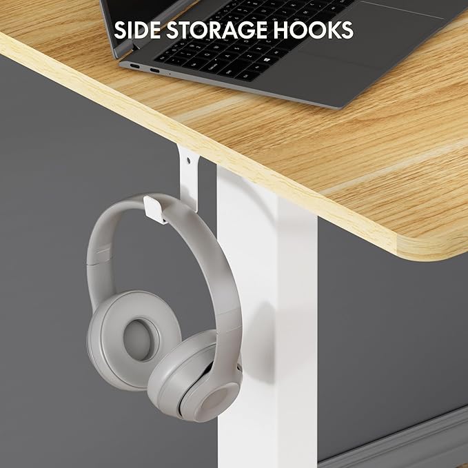 FLEXISPOT Standing Desk Electric Height Adjustable Desk with 63 x 24 Inches Splice Board, Ergonomic Memory Controller, Maple Top + White Frame