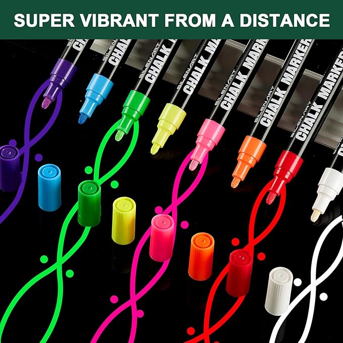 SILENART Chalk Markers - Vibrant 8 Pack - Dry Erase Markers Pen - Liquid Chalk Markers for Blackboard Chalk Board Windows Glass Acrylic Calendar Board - Erasable Chalk Marker (Orange)