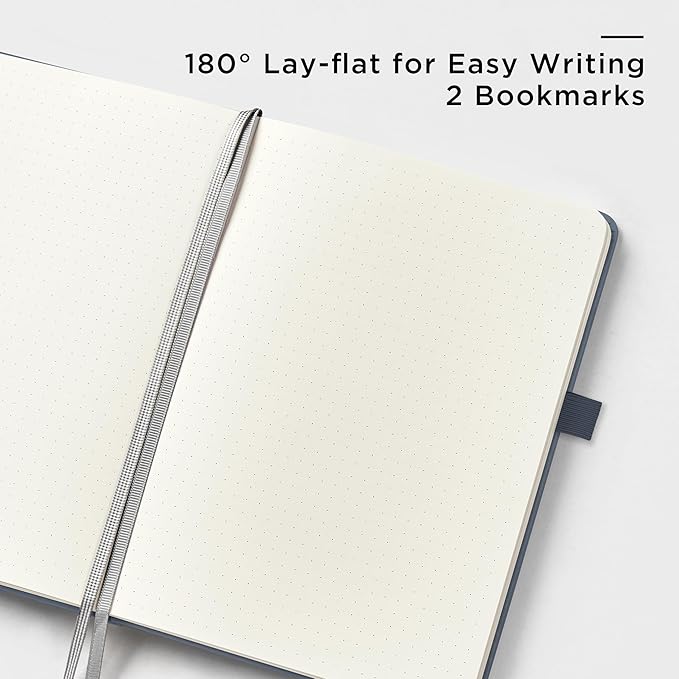 &And Per Se Dotted Journal Notebook, A5 Hardcover Bullet Dotted Journal, 160 Pages 100 gsm Thick Dotted Paper, 3 Sheets of Stickers Included - 5.7'' x 8''(Dark Blue)