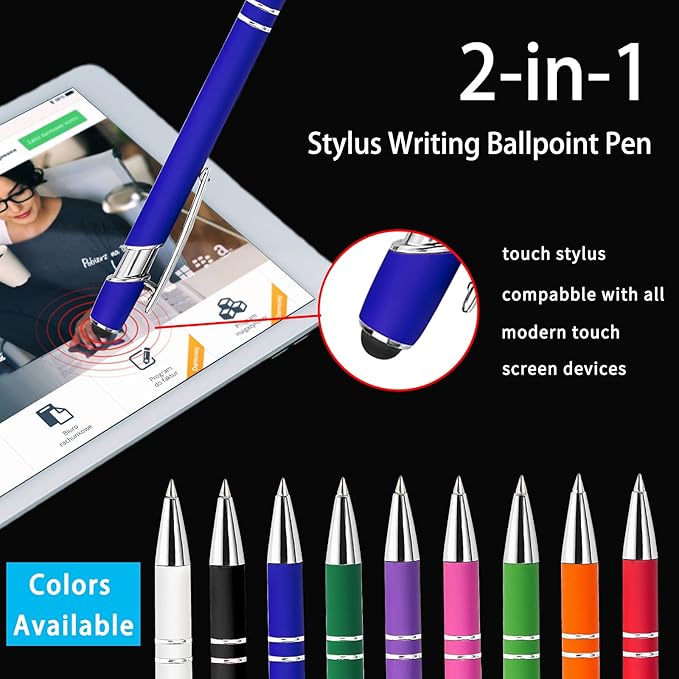 Max 500 Pcs Personalized Pens Bulk, Custom Pens with Free Engraving, Customized Stylus Tip Ballpoint Pen with Your Name Massage Text for School Office Business Graduation Anniversaries-30 Packs