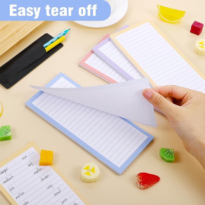 4 Pack Magnetic Note Pad for Fridge with Pen Holder, Totally 200 Sheets Magnetic To Do List, Grocery List, Shopping List, Memo Pads for Refrigerator(Light Color)