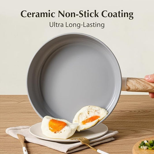 KOCH SYSTEME CS Nonstick Ceramic Cookware Set, 8 Piece Pots and Pans Set with Stay-Cool Handles, Non-toxic Ceramic Kitchen Cooking Set, Induction Compatible Dishwasher Safe, PFAS and PFOA Free, 8pcs