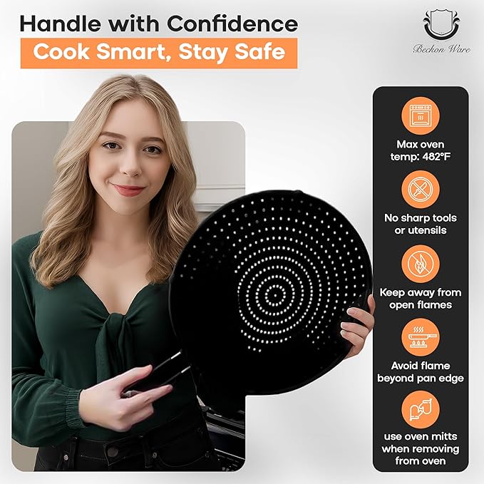 Frying Pan Splatter Screen | USA Brand | 11-Inch Black, Fit Pans (6" to 11") Silicone Grease Splatter Guard for Frying Pan and Stove by Beckon Ware