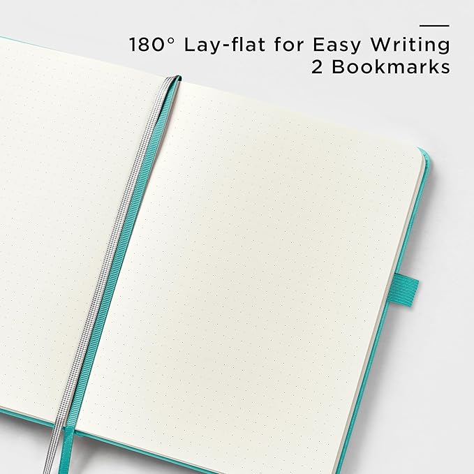 &And Per Se Dotted Journal Notebook, A5 Hardcover Leather Bullet Dotted Journal, 160 Pages 100 gsm Thick Dotted Paper,3 Sheets of Stickers Included - 5.7'' x 8'' (Turquoise)