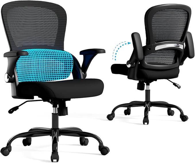 TRALT Office Chair - Ergonomic Office Chair with Back Support, Home Office Desk Chairs, 330lbs Wide Seat Big and Tall Office Chairs, Comfy Desk Chair for Work, Study, Office, Gaming (Black)