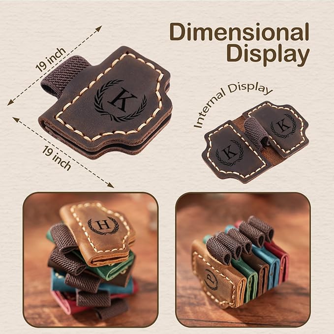 Personalized Magnetic Leather Bookmark with Pen Holder - 26 Letters Custom Book Mark with Name Initial Engraved Book Marker for Readers, Book Lovers, Travelers - Gift for Women & Men(Light Brown,P