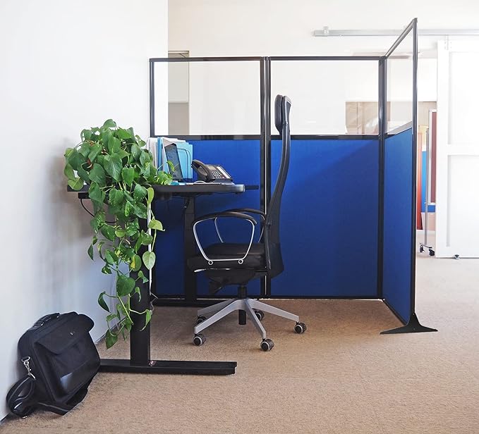 Versare Workstation Partition | Portable Wall Divider | Modern Office Cubicle | Free Standing Privacy Screen | Flexible Work Space | 33" x 70" Warm Pebble Fabric Panels