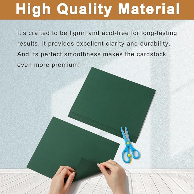 40 Sheets Dark Green Cardstock 8.5 x 11 Crafts Paper, 200gsm/75lb Premium Christmas Green Card Stock for Cards Making, Greeting Cards, School, Menus, Birthday Decorations, Office