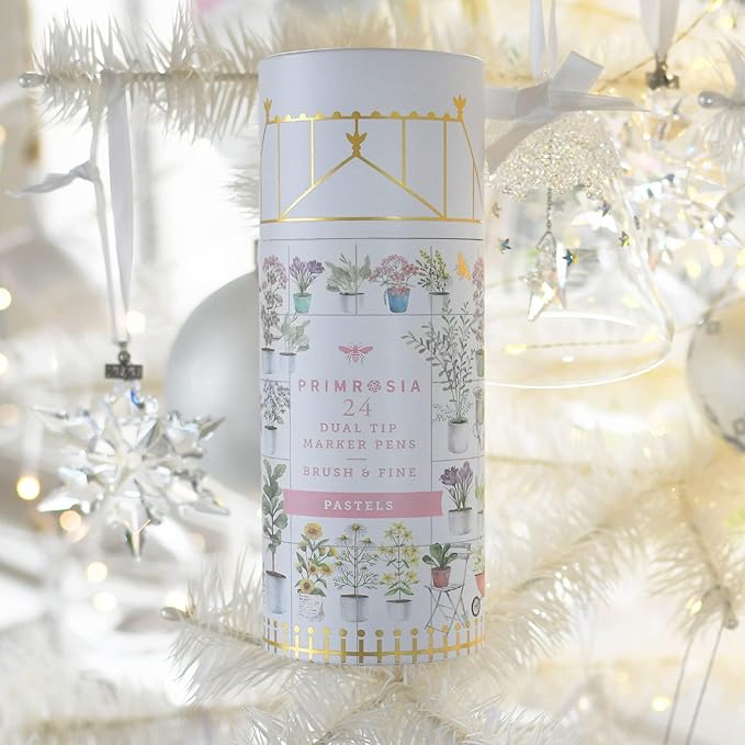 Primrosia 24 Pastel Dual Tip Markers, Fine Tip and Brush Pens. Perfect for art, illustration, drawing, calligraphy and bullet journals