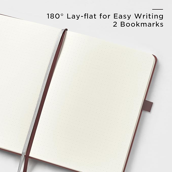 &And Per Se Dotted Journal Notebook, A5 Hardcover Bullet Dotted Journal, 160 Pages 100 gsm Thick Dotted Paper, 3 Sheets of Stickers Included - 5.7'' x 8''(Chocolate)