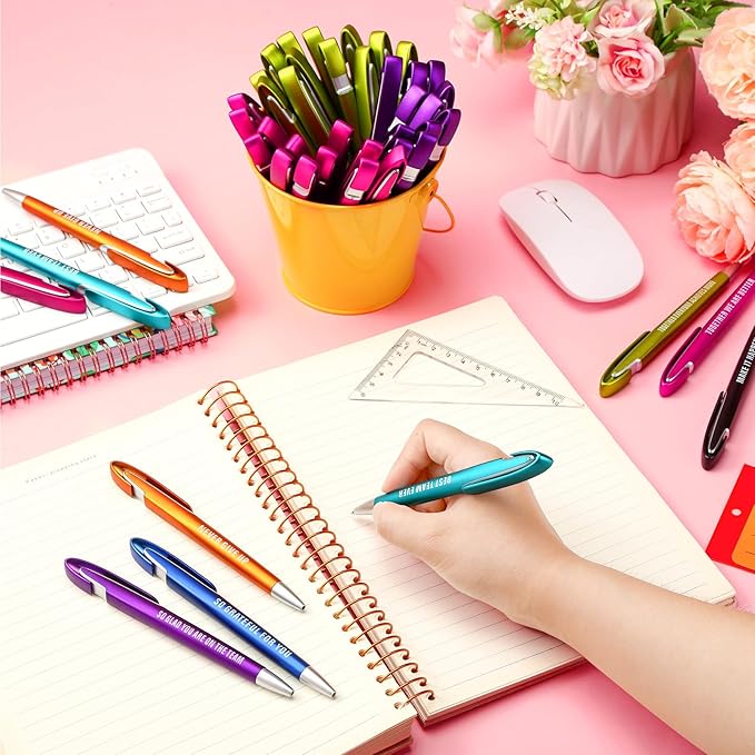 Lincia 100 Pcs Employee Appreciation Ballpoint Pens Bulk Retractable Medium Point Pens with Black Ink Inspiration Thank You Gifts for Teacher, Back to School, Christmas