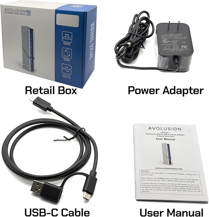 Avolusion PRO-H1 Series 14TB 7200RPM USB 3.2 Gen2 (10Gbps) External Hard Drive (for Windows or MacOS Desktop PC/Laptop)