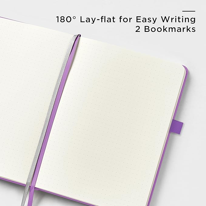 &And Per Se Dotted Journal Notebook, A5 Hardcover Bullet Dotted Journal, 160 Pages 100 gsm Thick Dotted Paper, 3 Sheets of Stickers Included - 5.7'' x 8''(Violet)