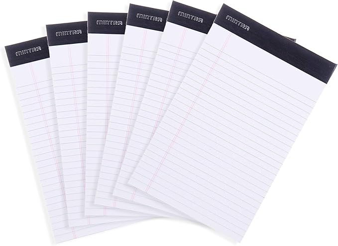 Mintra Office Legal Pads, ((xBasic, 5in x 8in, Narrow (White), 36pk (6-6pks))