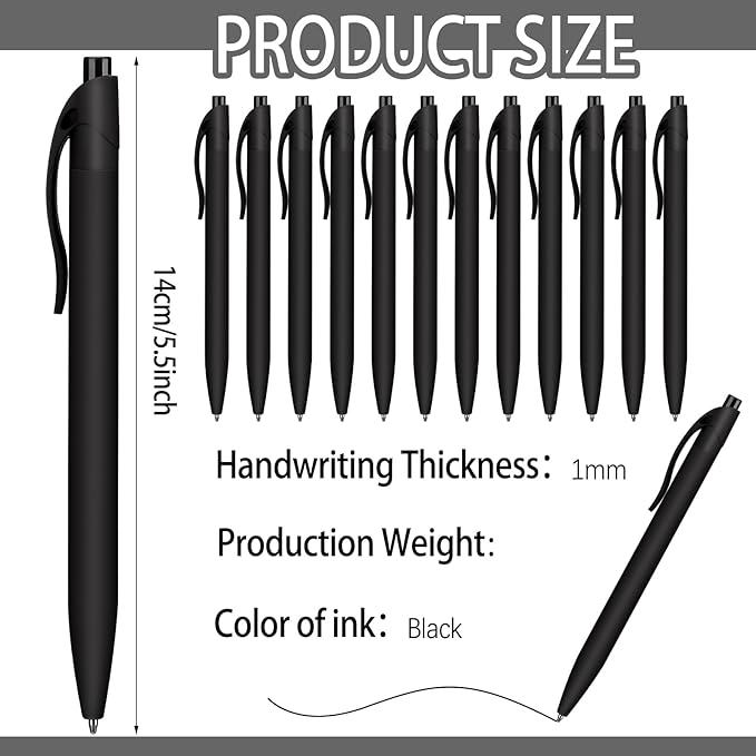 Fulmoon 150 Pcs Ink Click Pens Bulk Gel Writing Retractable Ballpoint Pens 1.0 mm Medium Point No Bleed Bulk for Office Supplies Teacher Stationery(Black)