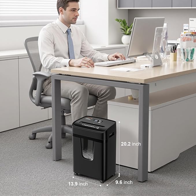 Bonsaii Paper Shredder for Home Office, 12-Sheet Heavy Duty Cross Cut Shredders for Home with 5.5 Gal Pullout Bin, Paper Shredding Machine for Document/CD/Credit Card,P-4 Security(C282-A New Version)