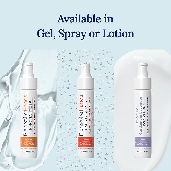 Tangerine Coriander Spray Hand Sanitizer | Travel Size | Hydrate & Cleanse | Made with Aloe Vera & Essential Oils | Green Tea Extract | Scented Travel Hand Sanitizer | Hand Sanitizer Spray | 6-Pack