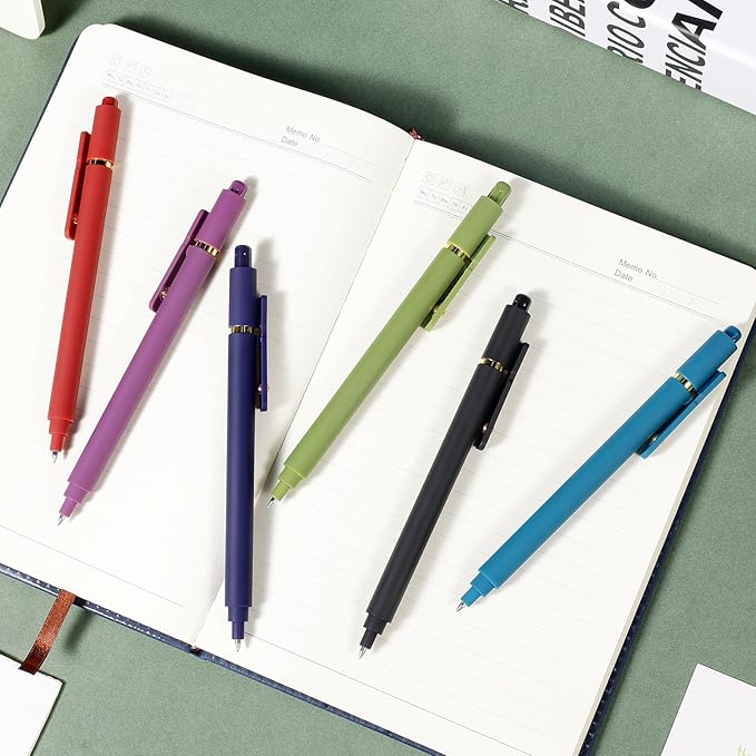 TINNIVI Gel Pens, 6 Pack 0.7mm Fine Point Black Ink Pens with 6 Refills, Quick Dry & No Smear, Smooth Writing Pens for Journaling, School, Office Supplies, Gifts for Women and Men