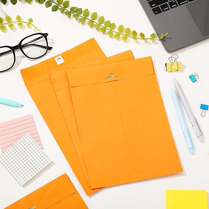 Teling 50 Pcs Manilla Envelopes Clasp Kraft Catalog with Closure for Storing Mailing 28 lb Kraft Envelope Paper for Office Document School Business Home(Yellow,7 * 10)