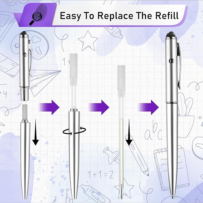 Invisible Ink Pen 30 Pcs Spy Pen with UV Light Magic Marker Pens for Secret Message and Birthday Party, Writing Secret Message for Halloween Christmas Party Bag Gift, with 30 Replaceable Pen Refills
