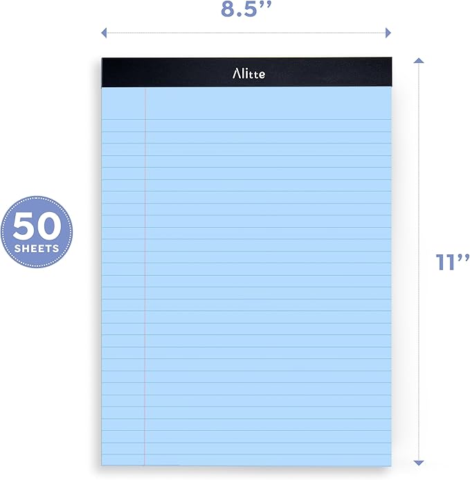 Colored Legal Pads 8.5 x 11, Pack of 12 - Perforated Wide Ruled Writing Note Pads - Premium Thick Paper, No Ink Bleeding - Lined Legal Pad For Home, Office, School, Business - 50 Sheets