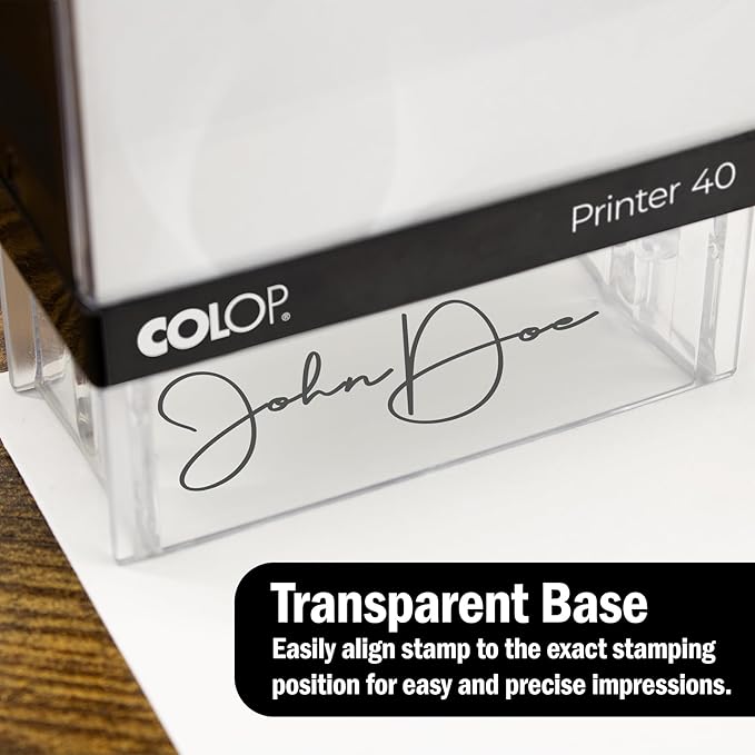 COLOP Large Size Self Inking Custom Signature Stamp - Choose from 15 Ink Colors