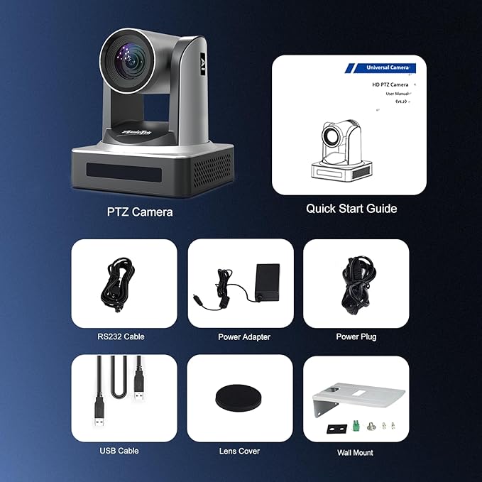 PTZ Camera, AI Auto Tracking 1080P60 PoE, 20X Optical Zoom, 3G-SDI HDMI USB3.0 LAN, Live Streaming for Church Meeting Education Sport Hospital Wedding