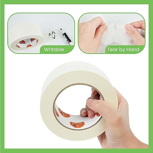 Eco-Friendly Kraft Paper Tape 2Inch x 55Yard, White Paper Packing Tape, Biodegradable Recyclable Packaging Tape Self Adhesive Box Tape for Shipping, Sealing, Moving, 4Rolls